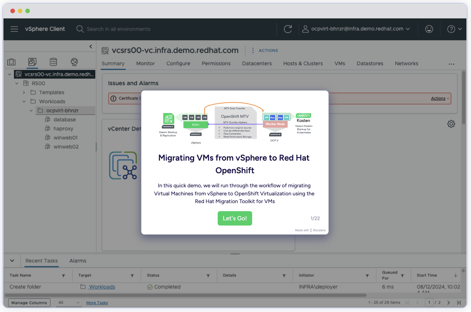 Migrating VMware VMs to OpenShift